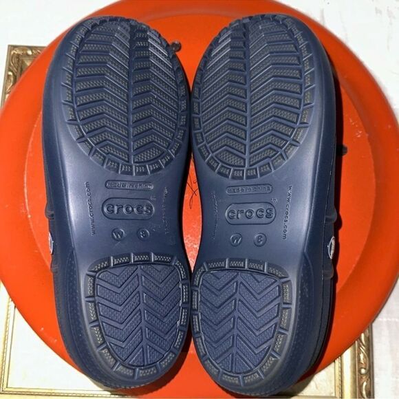 Crocs W8 Run Small Like 7N Due to Padded Inserts Closed Heel Navy Rubber Clogs - Picture 8 of 11